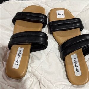 Steve Madden Black and Tan Women's Sandals